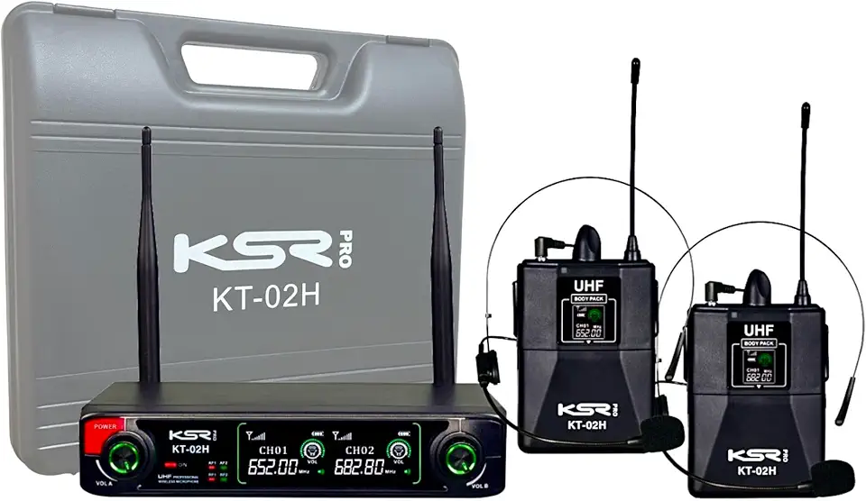 Microfone Sem Fio Headset Duplo Profissional Ksr KT02H PRO