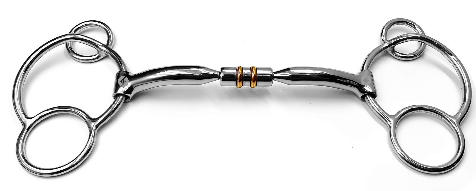 Universal Snaffle Horse Bit with Barrel Copper Rollers and Inlay (5")