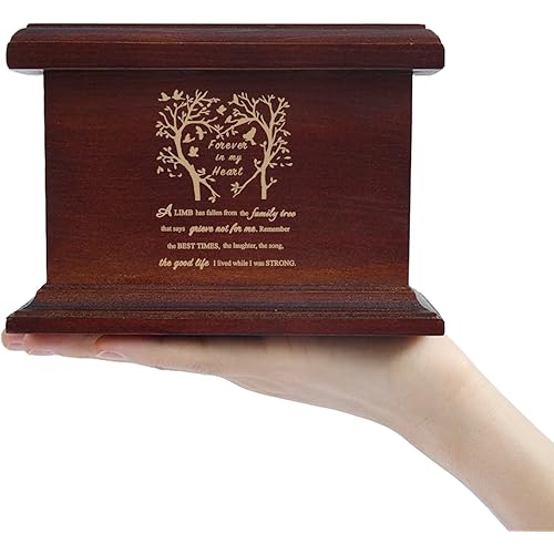 6 Inches Small Urn for Ashes Funeral Memorial Urns for Ashes Small Wooden Urns Box and Casket for Men Women Keepsake Urn for Adults Memorial Ashes Holder