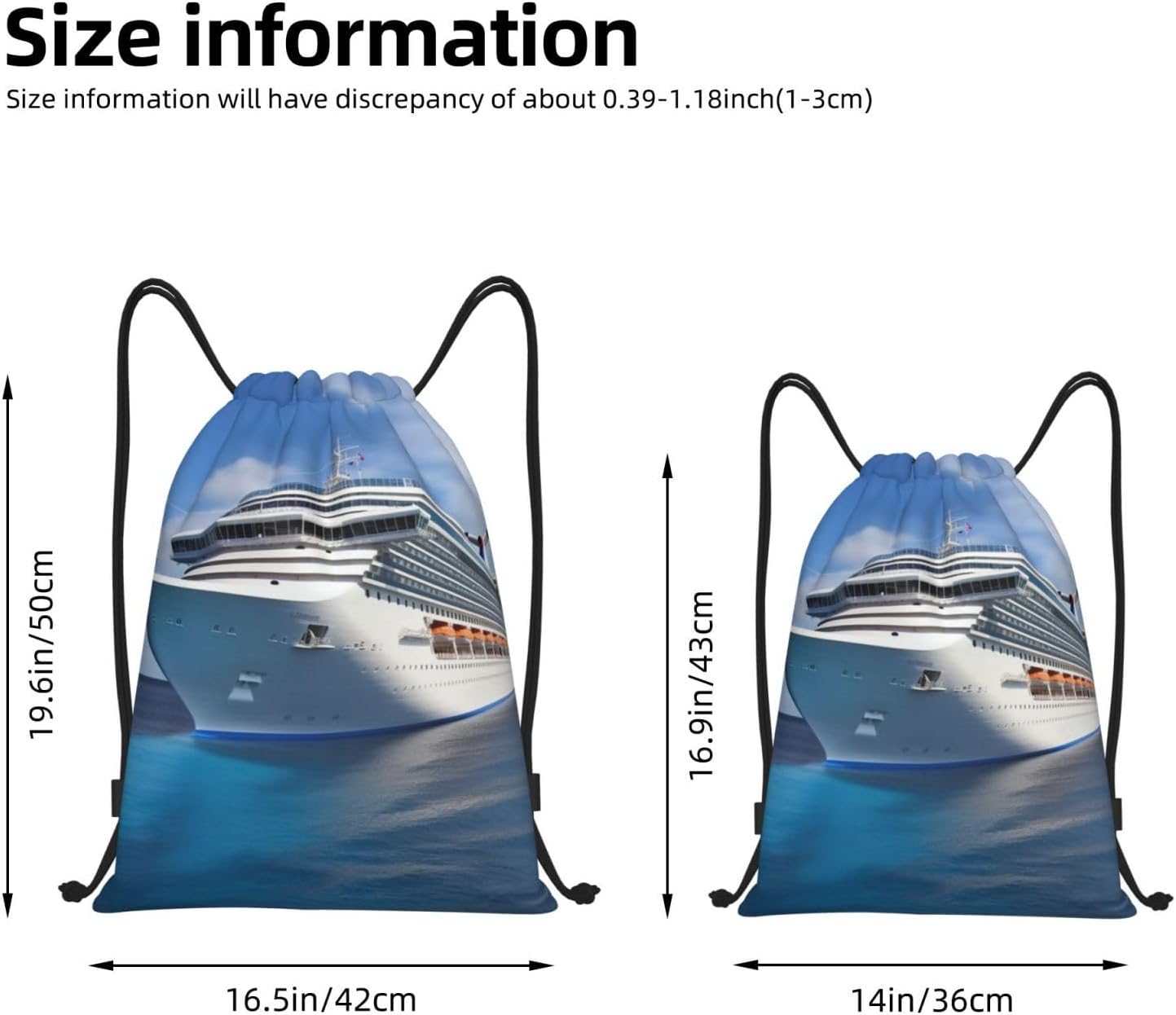 Cruise Ship print Drawstring Bag Waterproof Portable Backpack Traveling Sackpack For Gym Shopping Sport Medium image 4