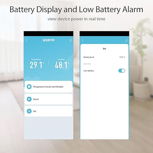 Miniatura 4 de Fockety Sensor de humedad y temperatura Tuya Zigbee, monitor inalámbrico inteligente de temperatura y humedad con alerta de aplicación, termómetro