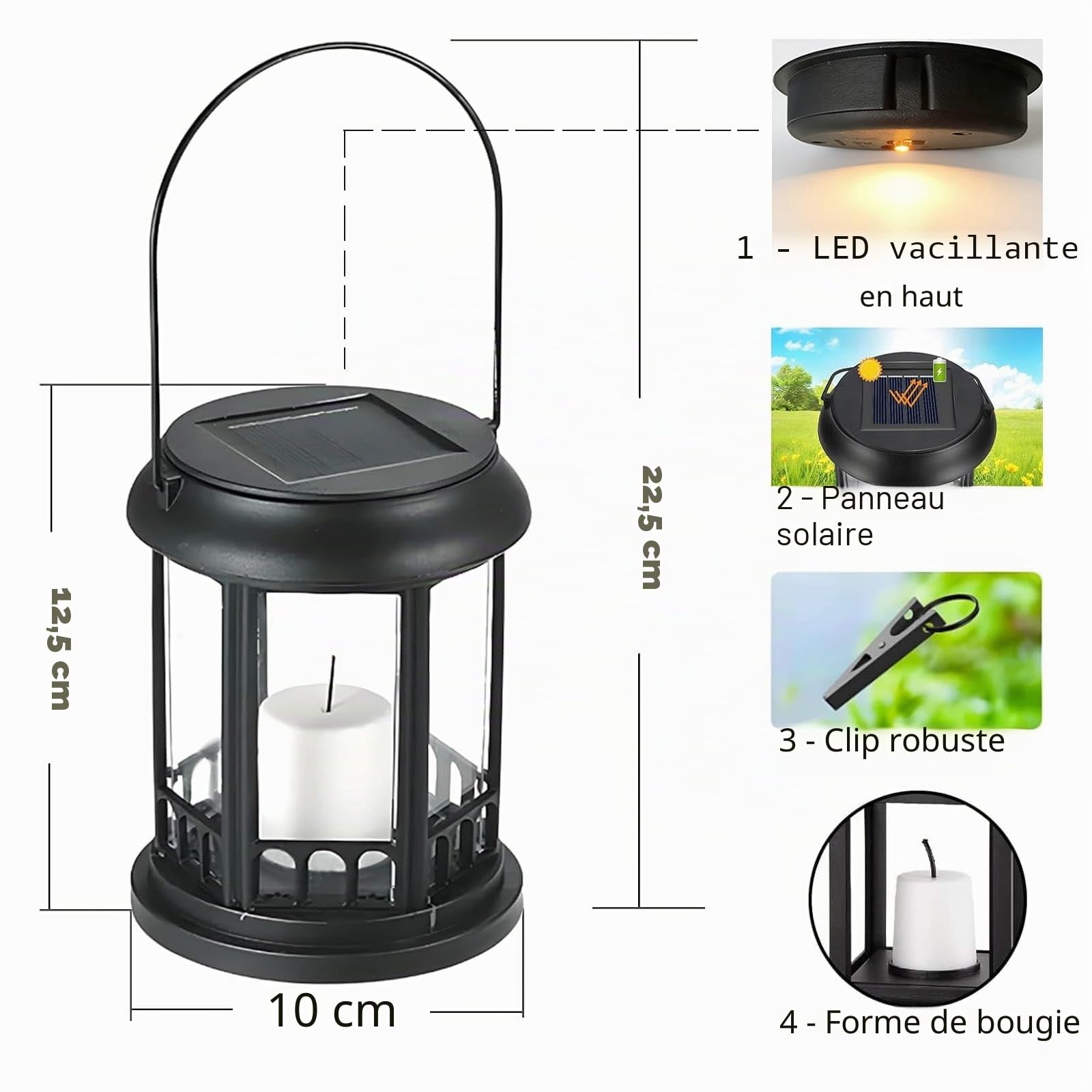 yowin Lanterne Solaire Exterieur Jardin 4 Pièces Lampe Solaire | Bougie Vacillante LED, Lampe de Table Solaire IP44 Étanche Suspension Solaire Luminaire Exterieur pour Terrasse Jardin Déco