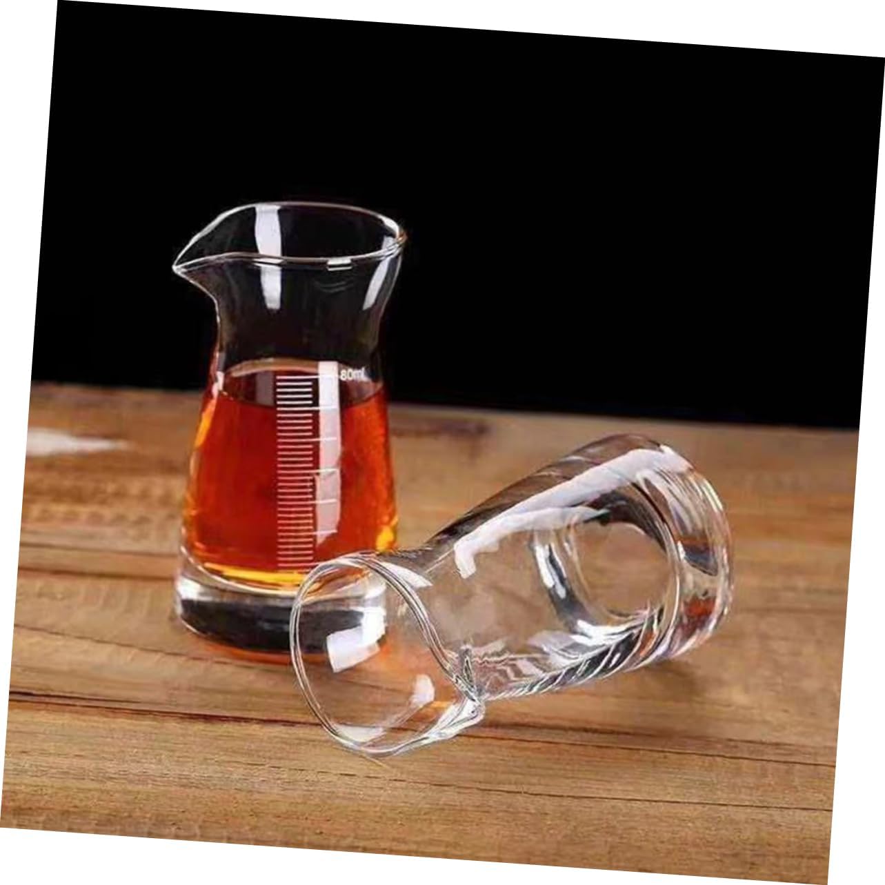 6Pcs Glass Measuring Cup Beaker Drinkware with Easy to Read Markings for Accurate Measurements for Cocktails Spirits and Beverages