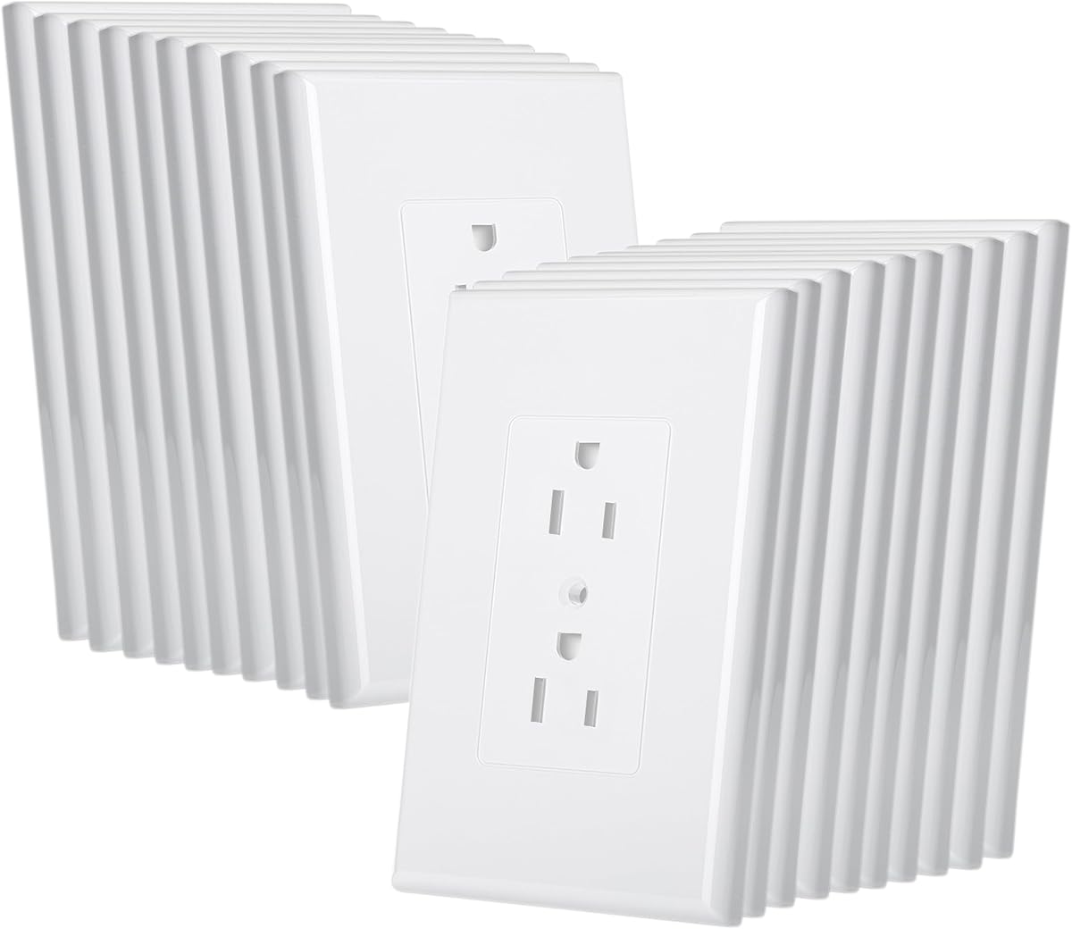 Bates- Placa de pared dúplex de 1 unidad, 3.18"x 4.98", paquete de 20 blanco | Placas de cubierta de toma de corriente irrompibles, resistentes al calor y a los impactos, cubierta de receptáculo dúplex fácil de limpiar para el hogar y la oficina