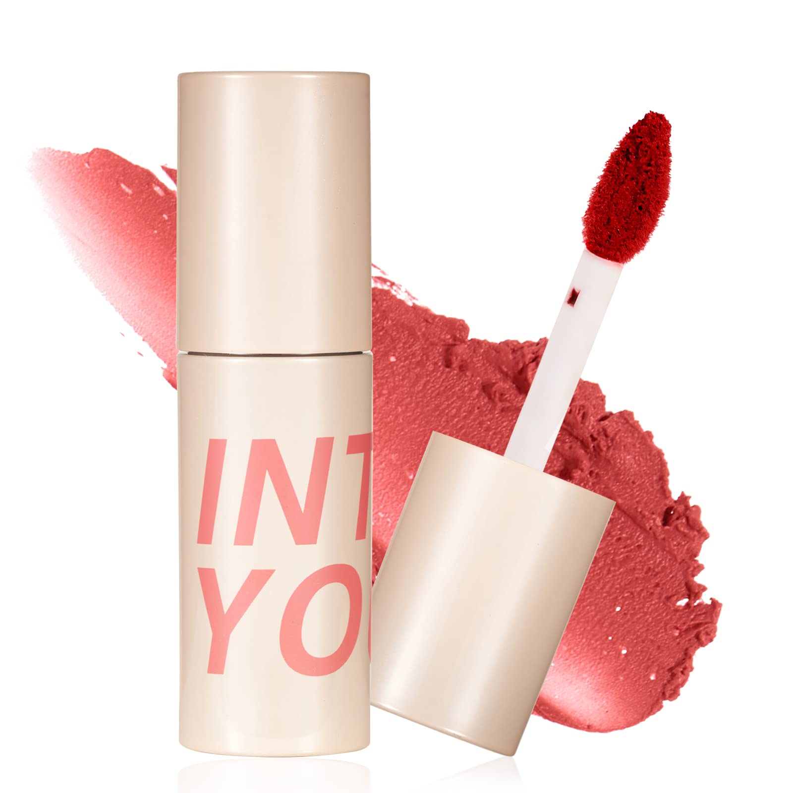 INTO YOU Matte Lipstick, Super Stay Lipstick for Women, Lip Stain Long Lasting Waterproof, Lip Mud Soft Lightweight, Smooth Lip Clay Mousse, Dual-Use For Lips And Cheek, Pink Lipstick (C1)