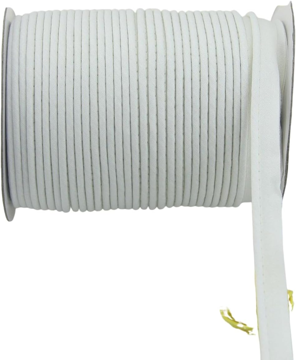 YJIUYUANQ Cotton Single Fold Bias Tape, Maxi Piping Trim, Durable Welting Cord for DIY Sewing, Fabric Trimming and Upholstery Craft Projects - (Light Beige, 1/2" Wide, 50 yd)