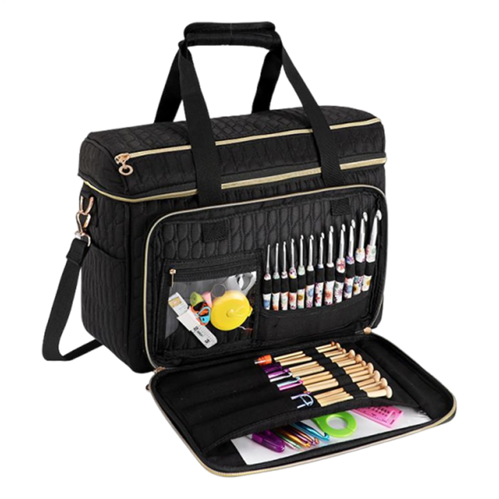 Bolsa de Tejer Estuche Organizador Portátil Para Suministros De | Bolso para Labores con Separador Interior para Accesorios Agujas Hilos Mujeres Adultas