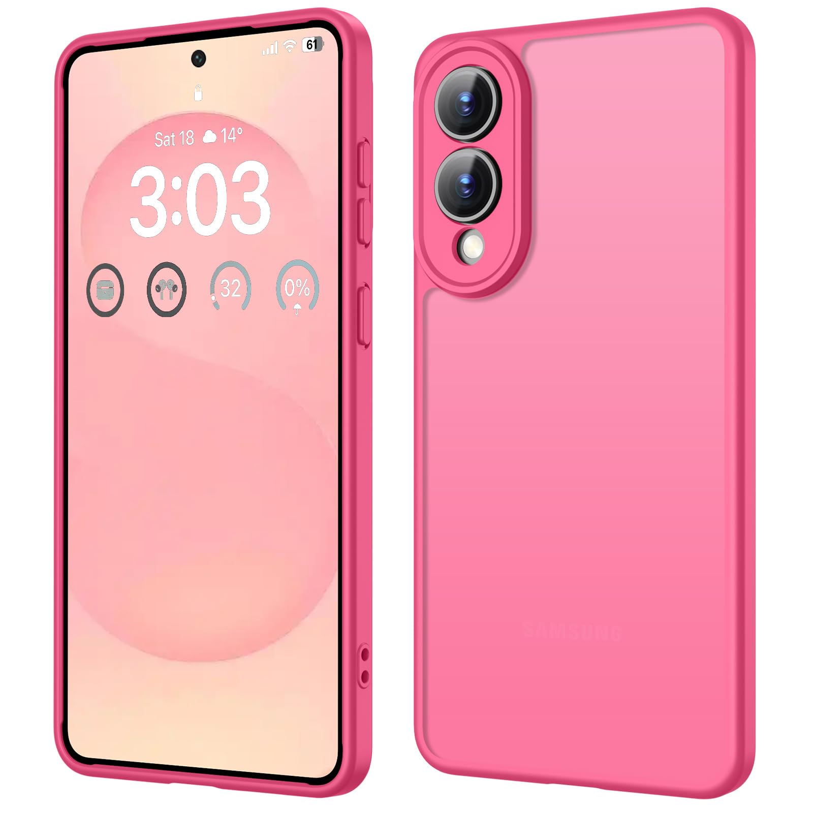 ORDA für Samsung Galaxy S25 Edge Hülle mit Kameraschutz, Leuchtend Rosa | Stoßfest Kratzfest, Transluzente Rückseite Schutzhülle, Matt Handyhülle