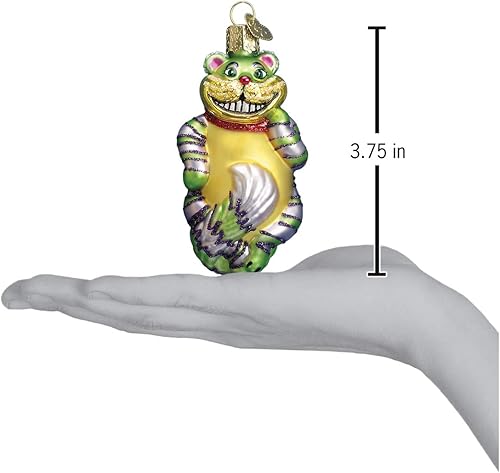 Miniatura 5 de Old World Christmas Adorno soplado de cristal de gato de Cheshire para árbol de Navidad, decoración navideña hecha a mano