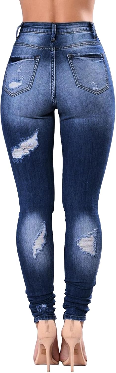 KUNMI Womens Classic High Waisted Skinny Stretch Butt Lifting Jeans Slim Fit Denim Pants - Image 6