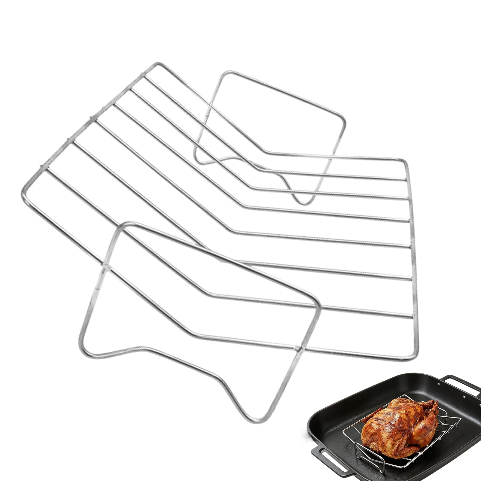 Estante en forma de V para parrilla en acero inoxidable estable para cocina