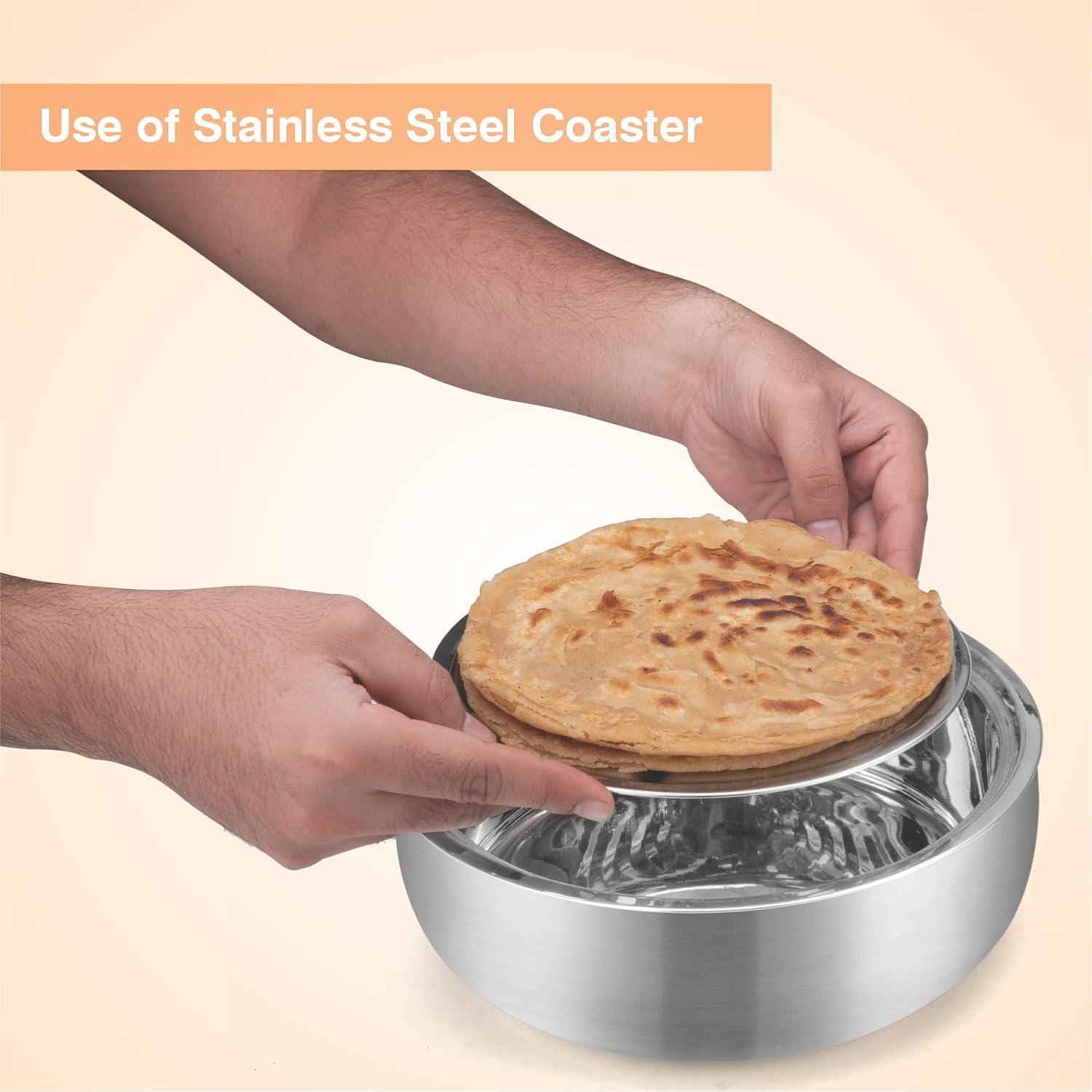 Signoraware Casserole Serving Bowl Container with Coaster, Insulated Stainless Steel with Insulated Steel Lid| Belly Shape Hot Pot, Food Grade, Bpa Free Serverware (2100ml, Set 1 Silver)