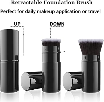Retractable Kabuki Brush, Flat Top Foundation Makeup Brushes