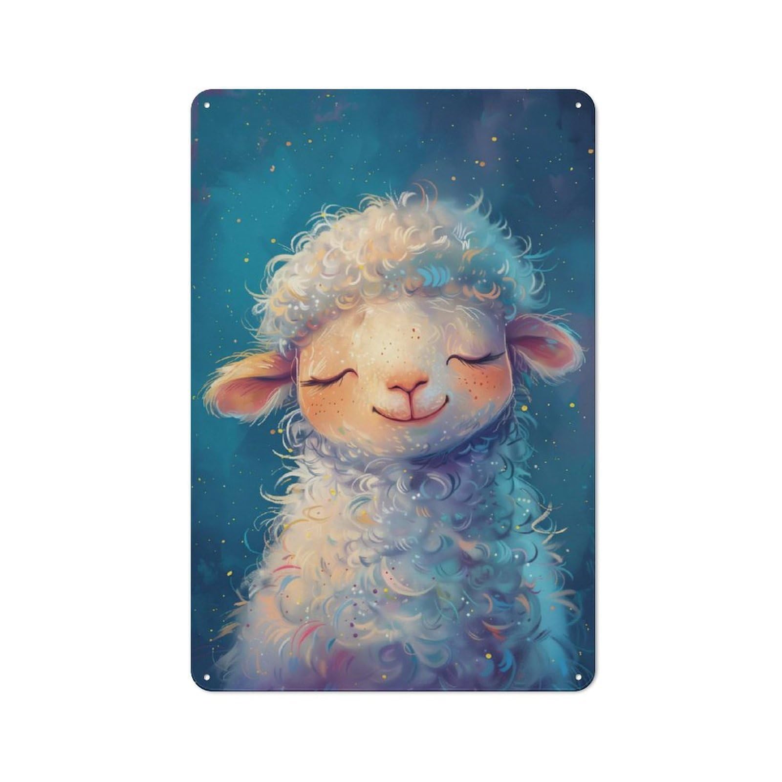 Junmoney Cute Whimsical Sheep Vintage Cafe Metal Sign 30X20cm Featuring Bistro Wall Plaque For Tea Room, Shop Wall Or Breakfast Area