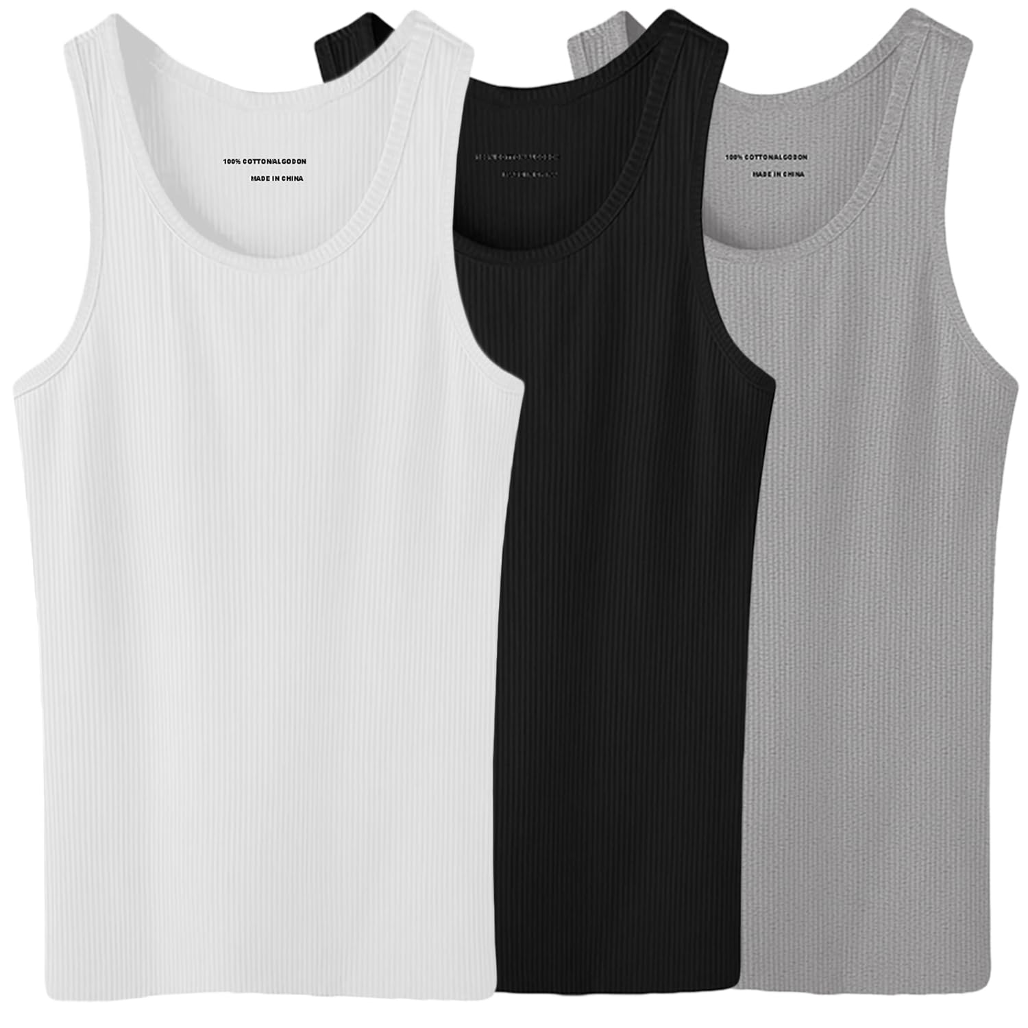 Glory Max 3-6 Pack Men 100% Cotton Ribbed Plain Tank Tops Wife Beater A-Shirts Undershirts