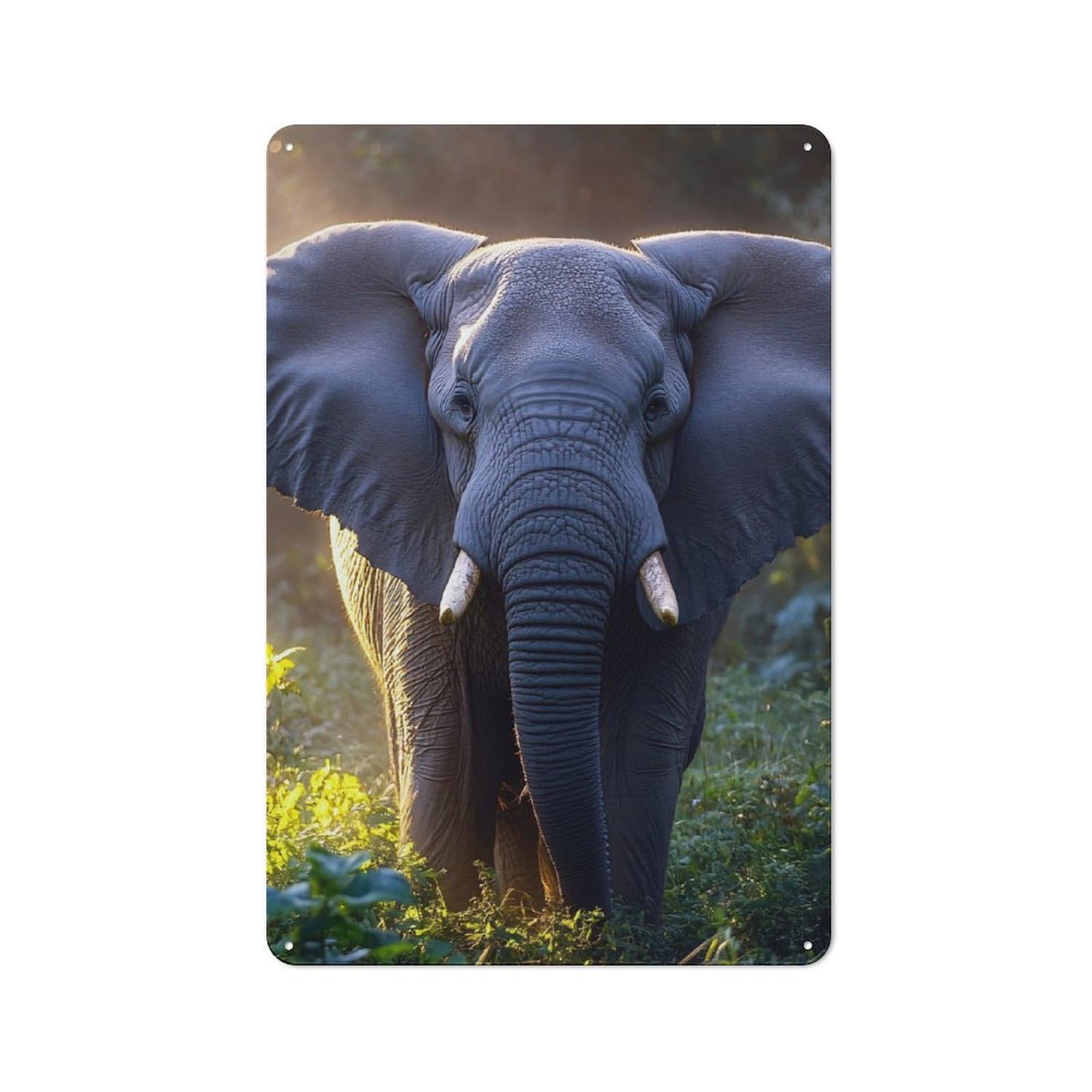 Vintage Tin Sign 30x20cm with Elephant in The Jungle for Pub Or Café, for Hospitality Wall Decor Collectors