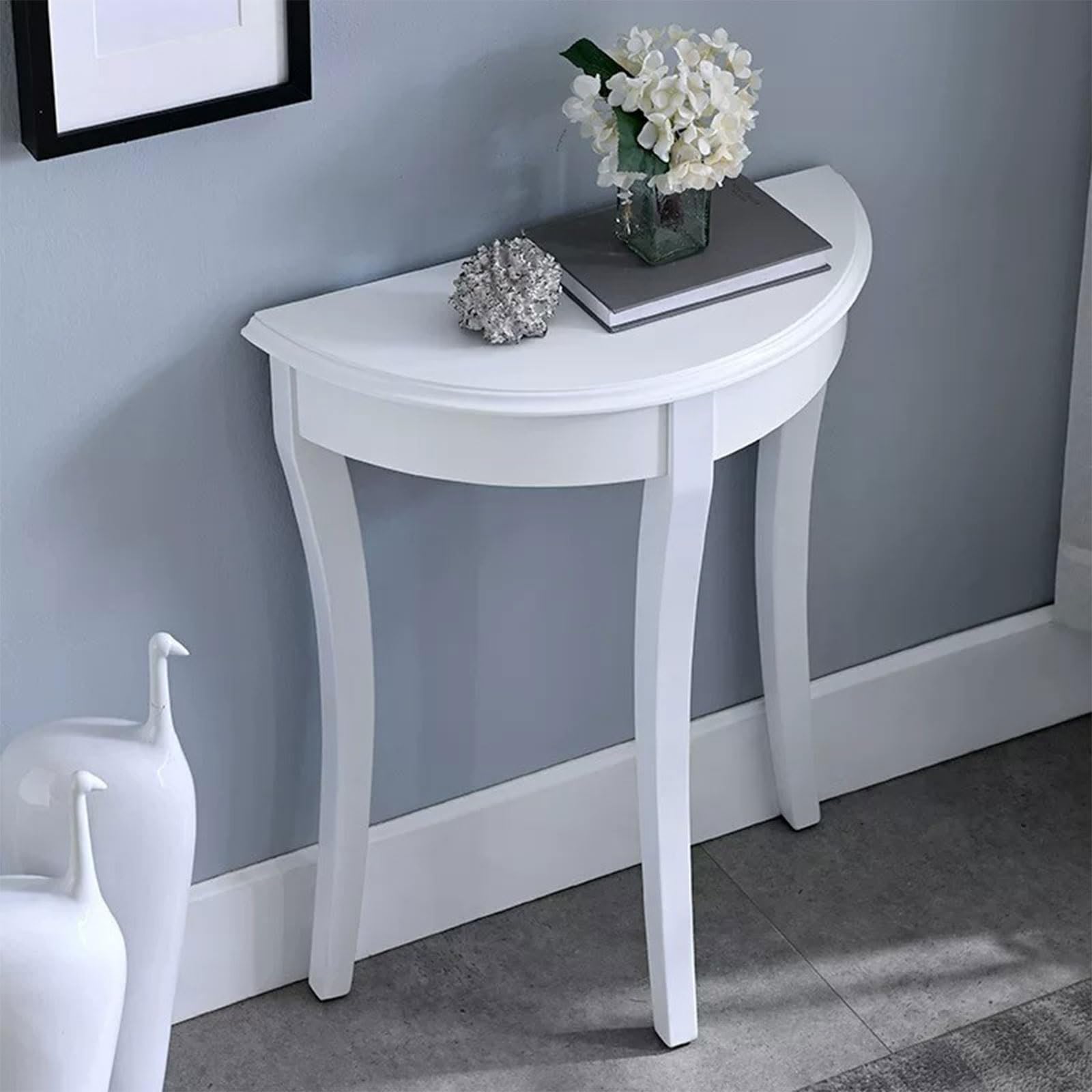Consola de madera estilo rústico con acabado blanco de alta resistencia para salón
