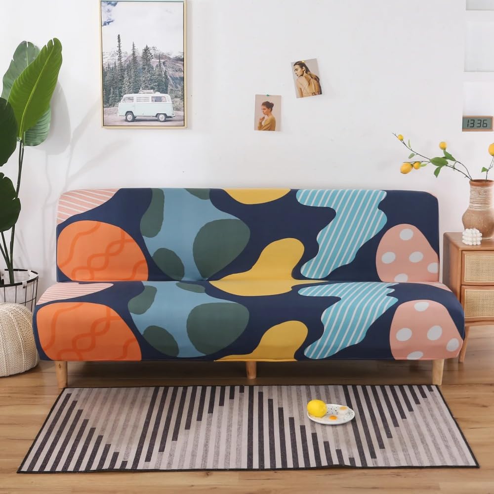 Funda sofa cama elastica sin brazos tela estampada comoda lavable para sofa plegable de salon S