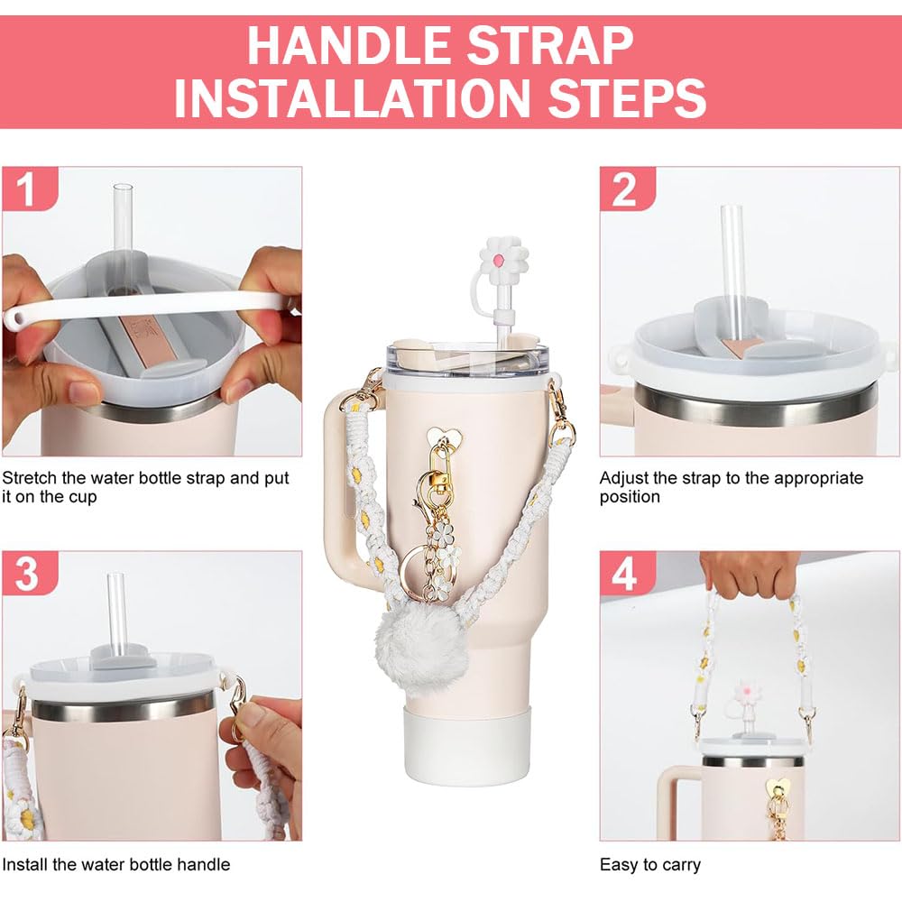 Set Accessori Per Borraccia 7 Pezzi - Cinghia, Copribase, Cannuccia, Ciondoli Decorativi - Foto 7