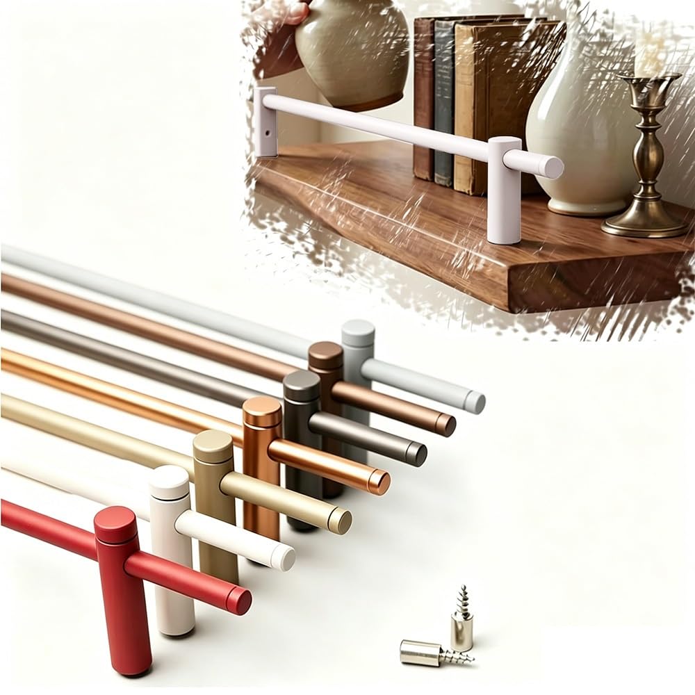 Svbvrfeew Creamy White Aluminum Gallery Rails For Shelves Shelf Guardrail Round Tube Anti-Fall Fence Set Metal Shelf Rail Decorative 30 28 24 20 16 14 12In Guard Fence(,110Cm/43.3In)
