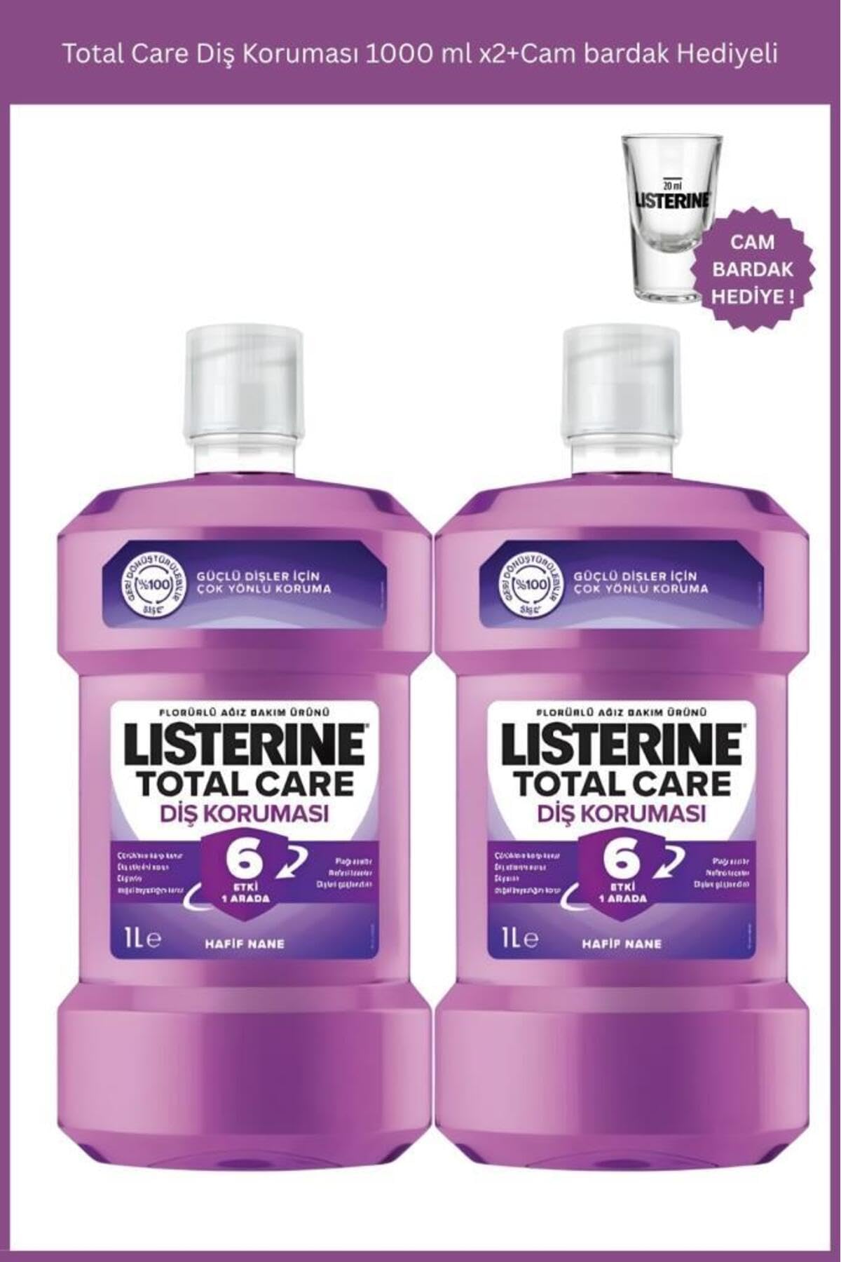 Listerine Total Care Diş Koruması 1000 Ml X2+Cam Bardak Hediyeli