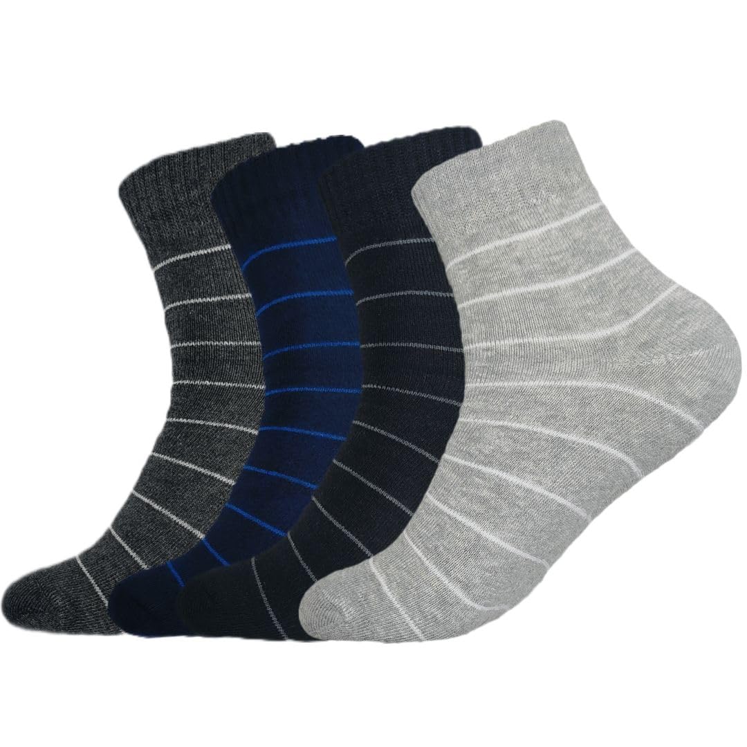 calbro Men's Ankle Length Towel Socks for Men and Boys, Order Resistant Cotton Fabric, Assorted Colours, Pack of 4-picture-5