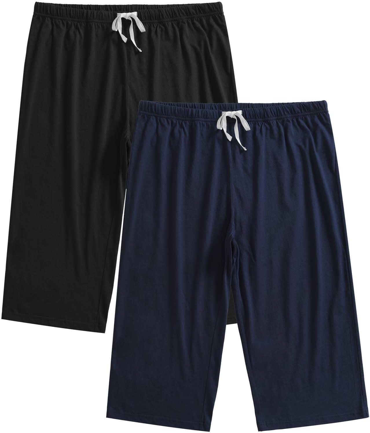 Esenchel Women's Plus Size Capri Pajama Pants Cotton Sleep Capris 2 Pack