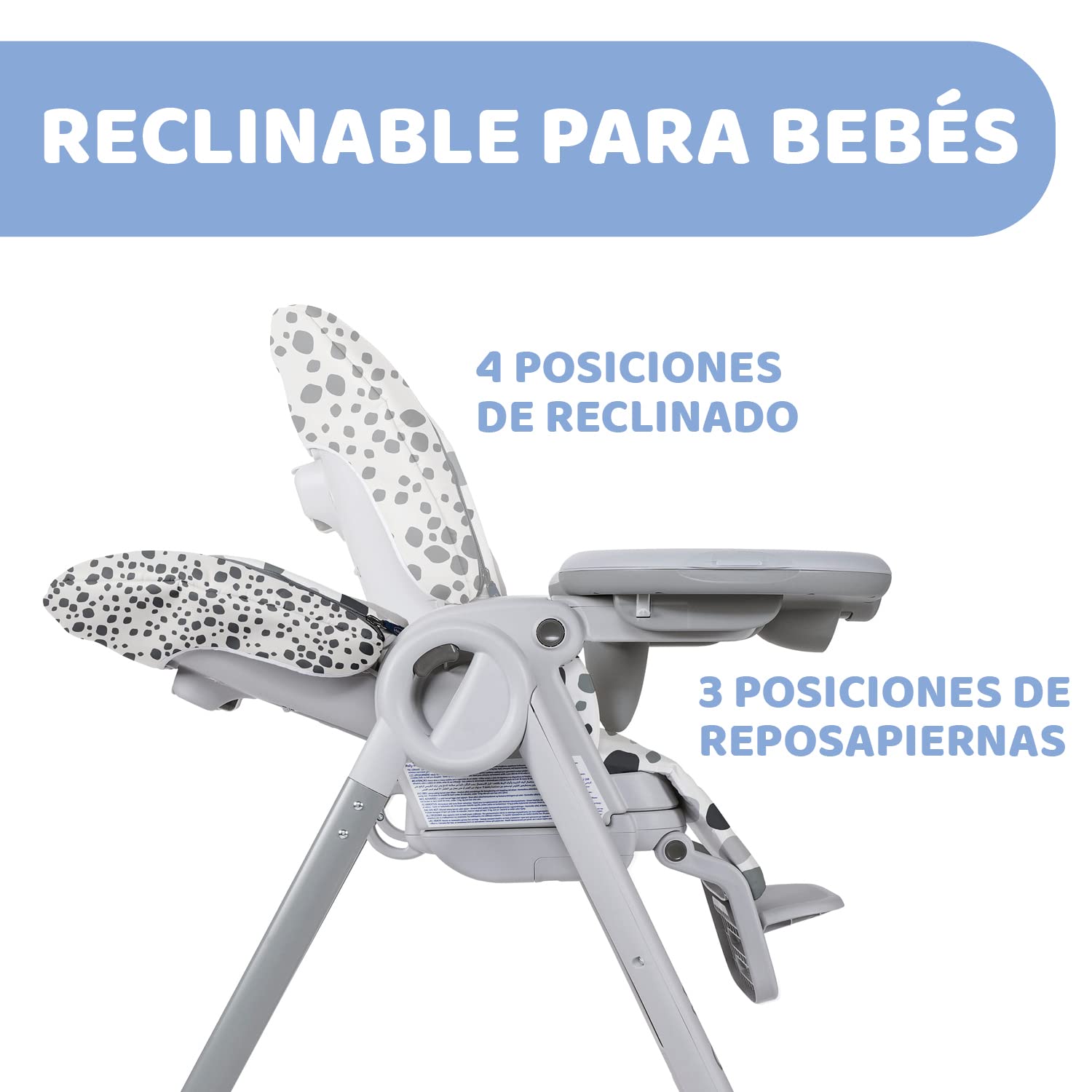 Chicco Polly Progres5 - Trona evolutiva, de hamaca a elevador, 4 ruedas, de 0 a 3 años, gris