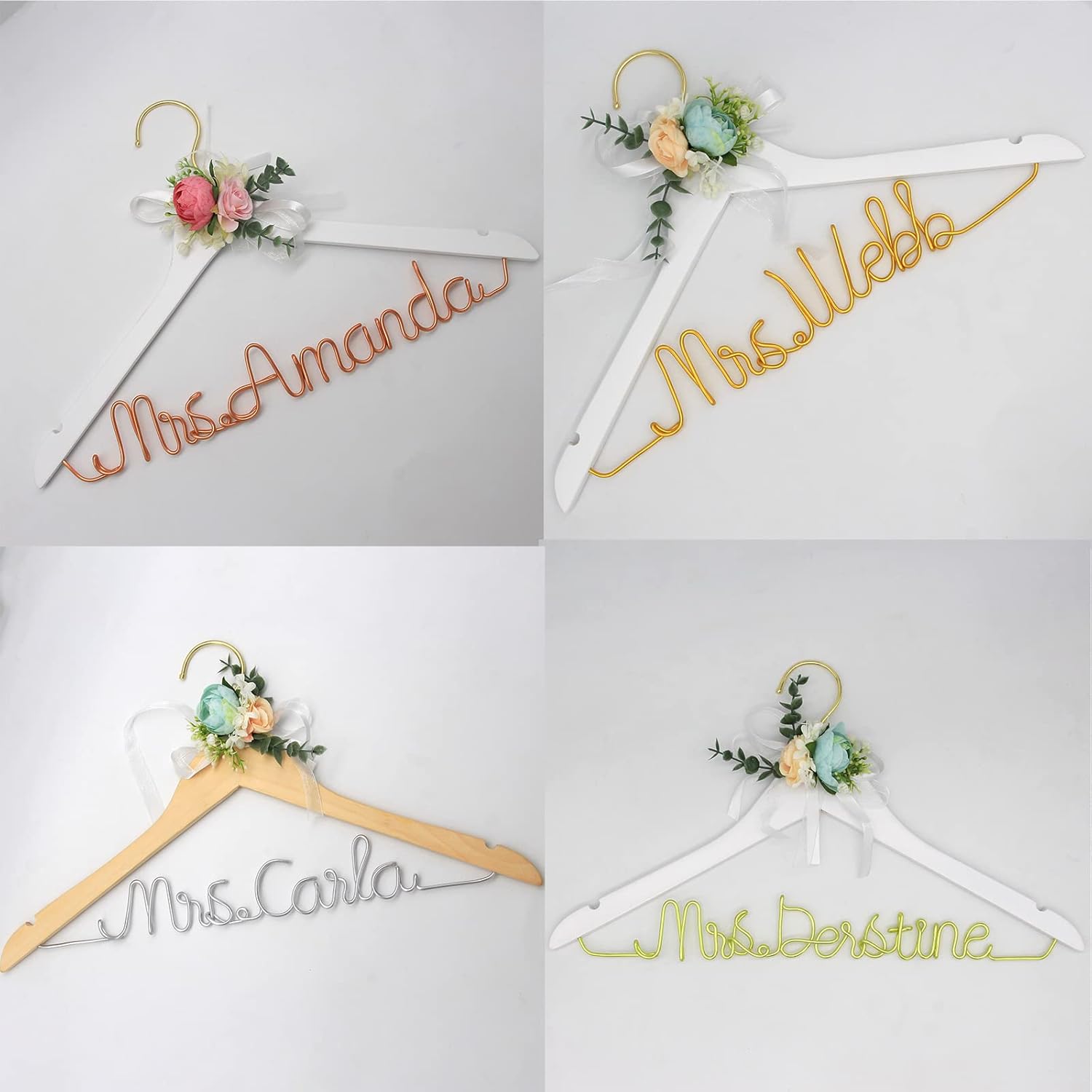 Custom Wire Bride Hanger and Groom Wedding Wooden Hanger with Letter Wedding Gift Bridal Party & Shower