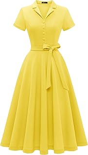 Women's Vintage Tea Dress, Short Sleeve Cocktail Party Dress Work Church Casual Dress - Buy now