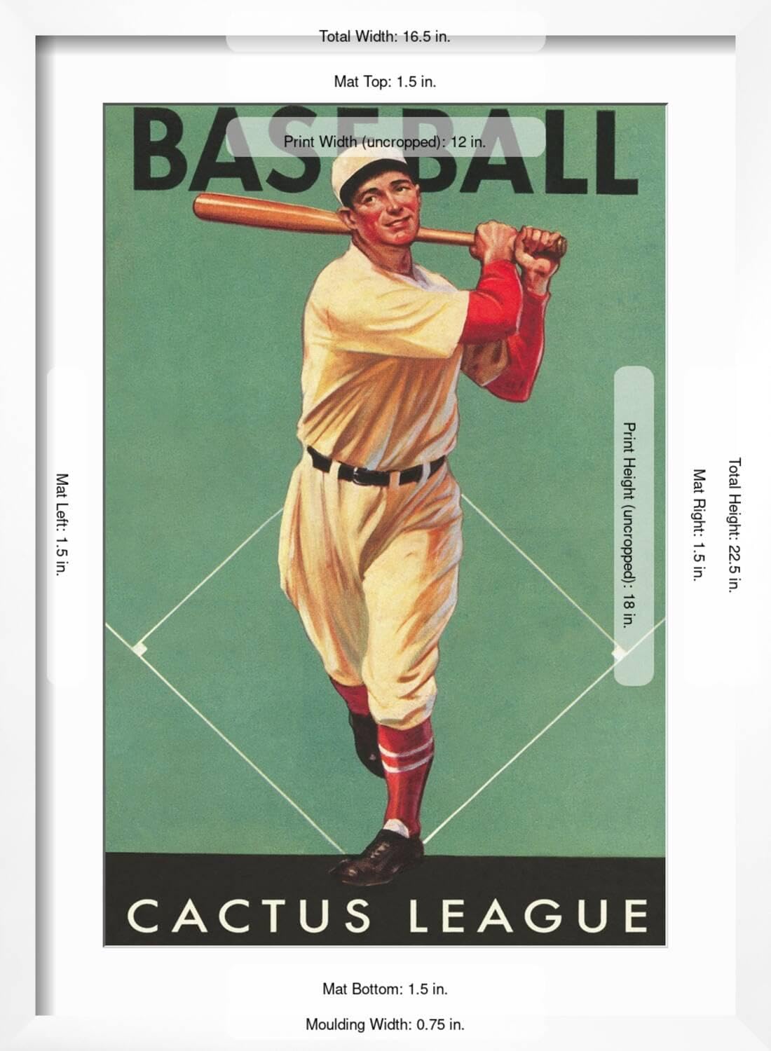 Amazon.com: ART.COM Wall Art Print Cactus League Baseball, Arizona on White  Frame, 17" x 23": Posters & Prints