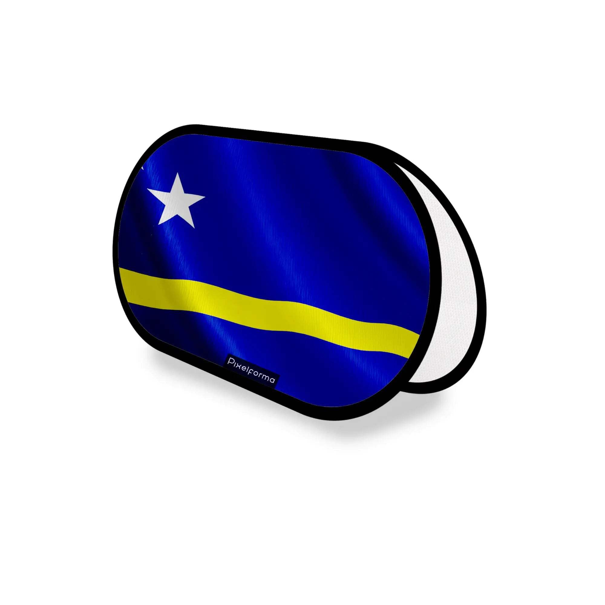 Drapeau Curaçao publicitaire en polyester 70x120cm avec mât courbe ovale - 3