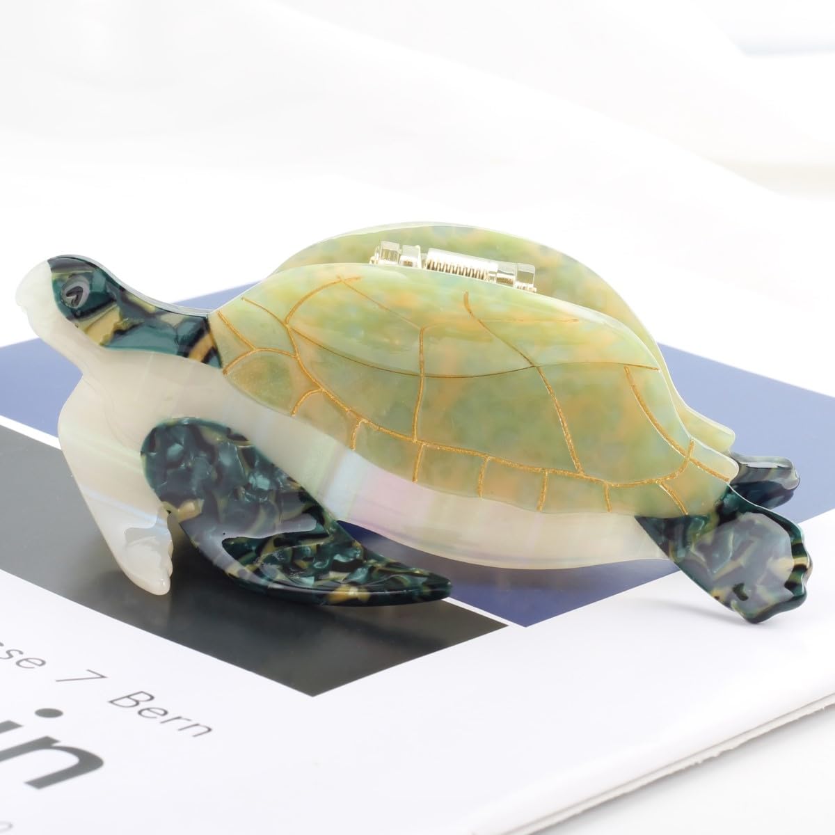 Fashion Sea Turtle Hair Clip,Acetate Hair Claw,Small Hair Clips for Women,Green - Image 7
