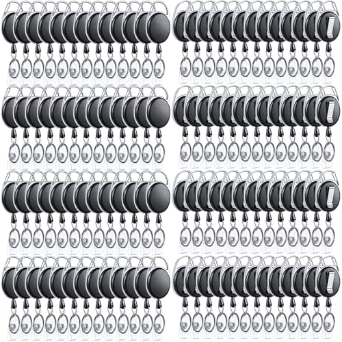 Laumoi 90 Pcs Retractable Badge Holders with Clip,Black