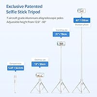 Vista 2 de ATUMTEK Trípode para selfie stick de 60 pulgadas, todo en uno, extensible con control remoto Bluetooth, rotación de 360° para iPhone y Android