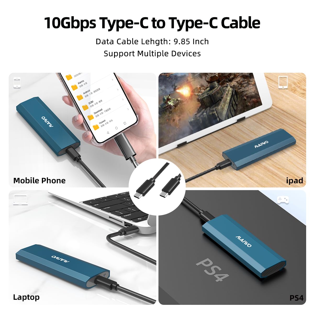 Carcasa SSD M.2 para unidad de estado sólido PCIe NVMe y NGFF SATA, USB C 3.1 10Gbps con ajuste UASP, capacidad de 8 TB, sin herramientas 6