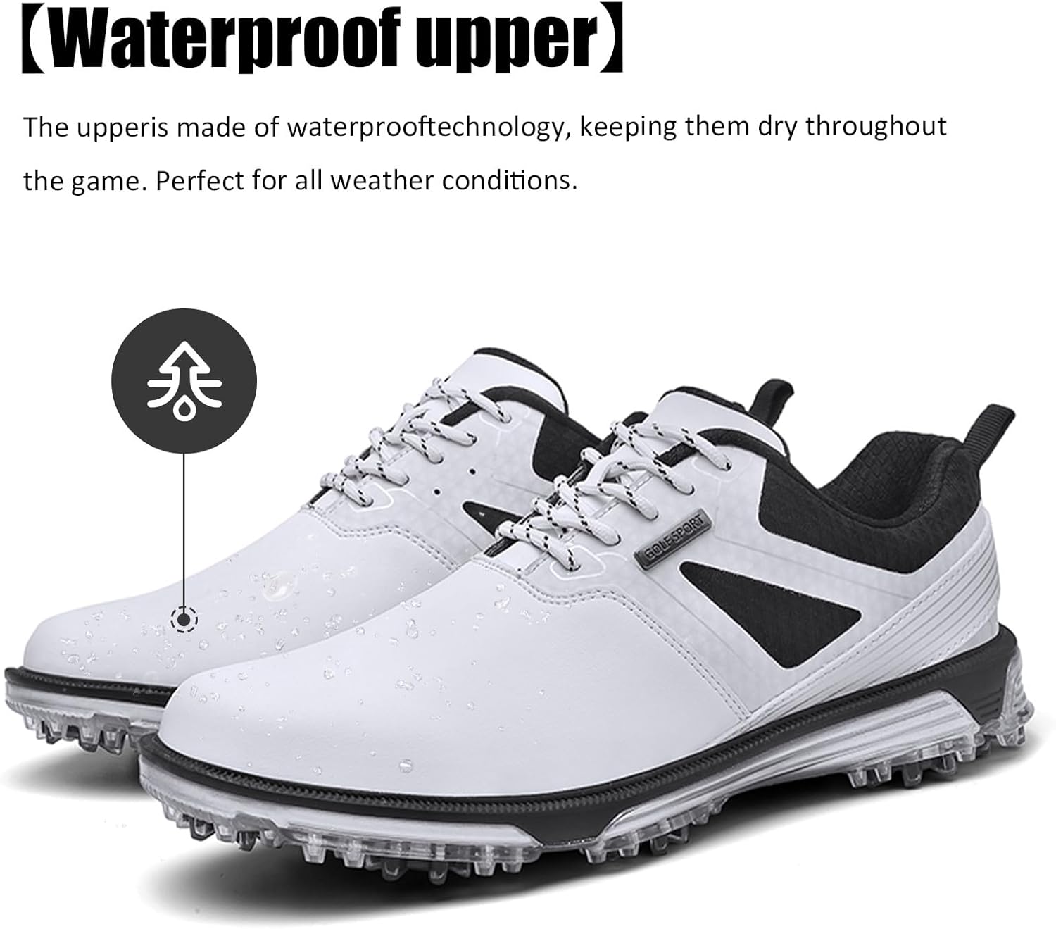 ULTIANT Men's Golf Shoes Fixed Nailless Sole Waterproof Lightweight No-Slip Walking Shoes Size7.5-14 - Image 4