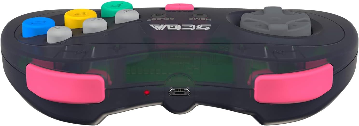 Retro-Bit Official Sega Saturn 2.4 GHz Wireless Controller 8-Button Arcade Pad for Sega Saturn, Sega Genesis Mini, Switch, PS3, PC, Mac - Includes 2 Receivers & Storage Case (Slate Gray)