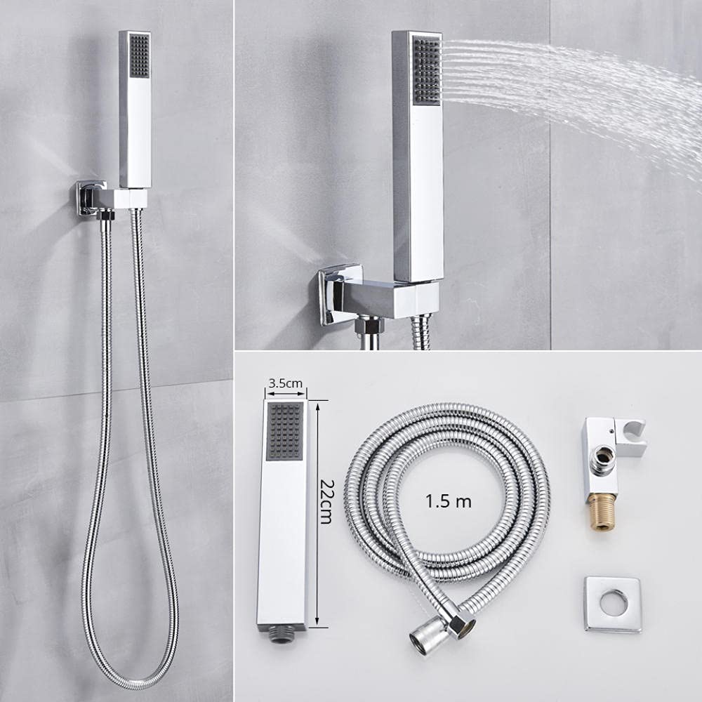 Grifo de Ducha termostático Cromado para baño, Cabezal de Lluvia, Mezclador de bañera de Pared, Juego de 8 Pulgadas