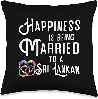 Sri Lankan Flag Wedding Rings Heart Marriage Sri Lanka Throw Pillow