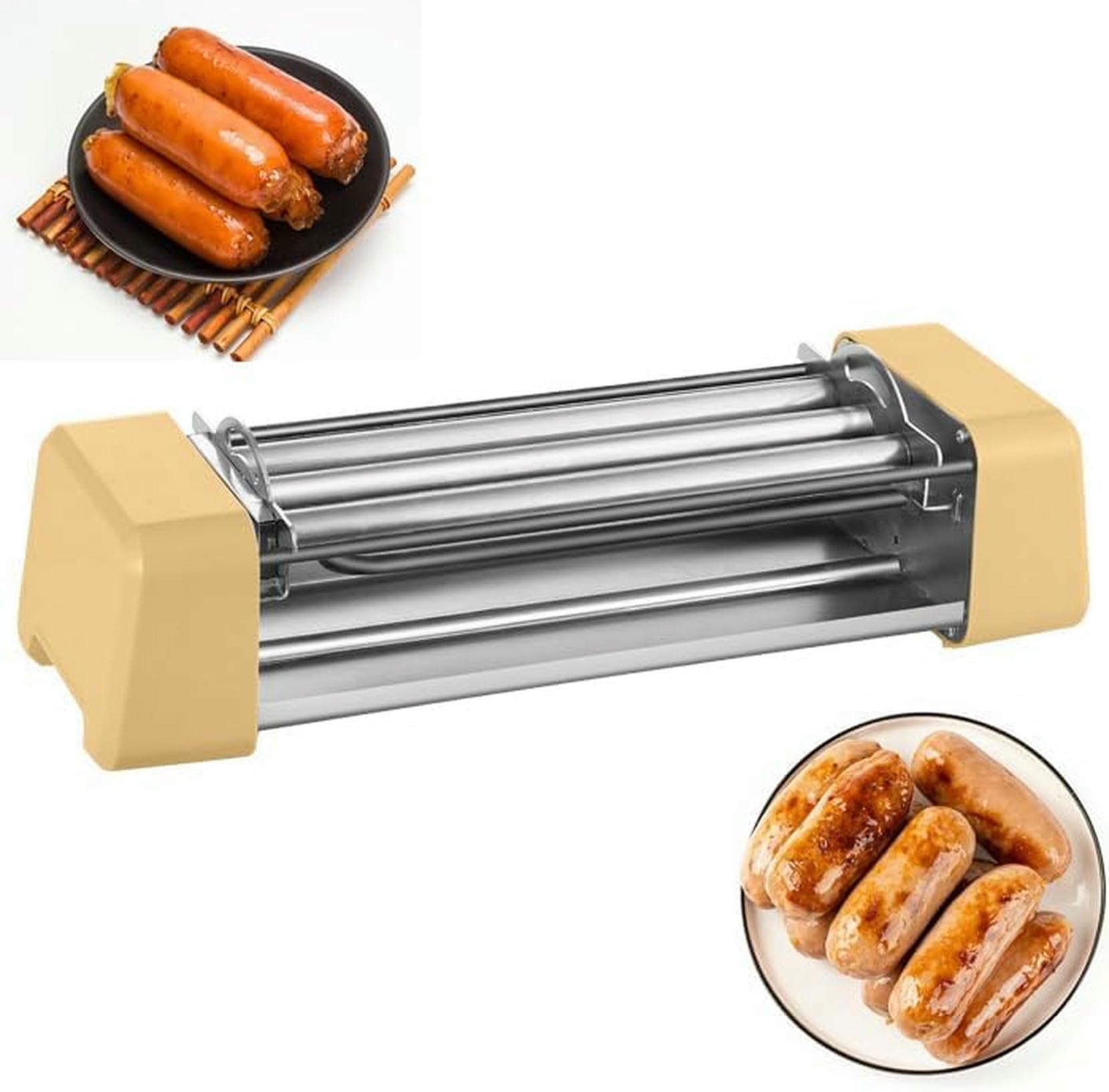 Máquina para Asar Perritos Calientes, máquina de cocción con Rodillos de Acero Inoxidable, para cocinas de restaurantes, Salchichas para el Desayuno, tamaño_nombre-3rods,3rods