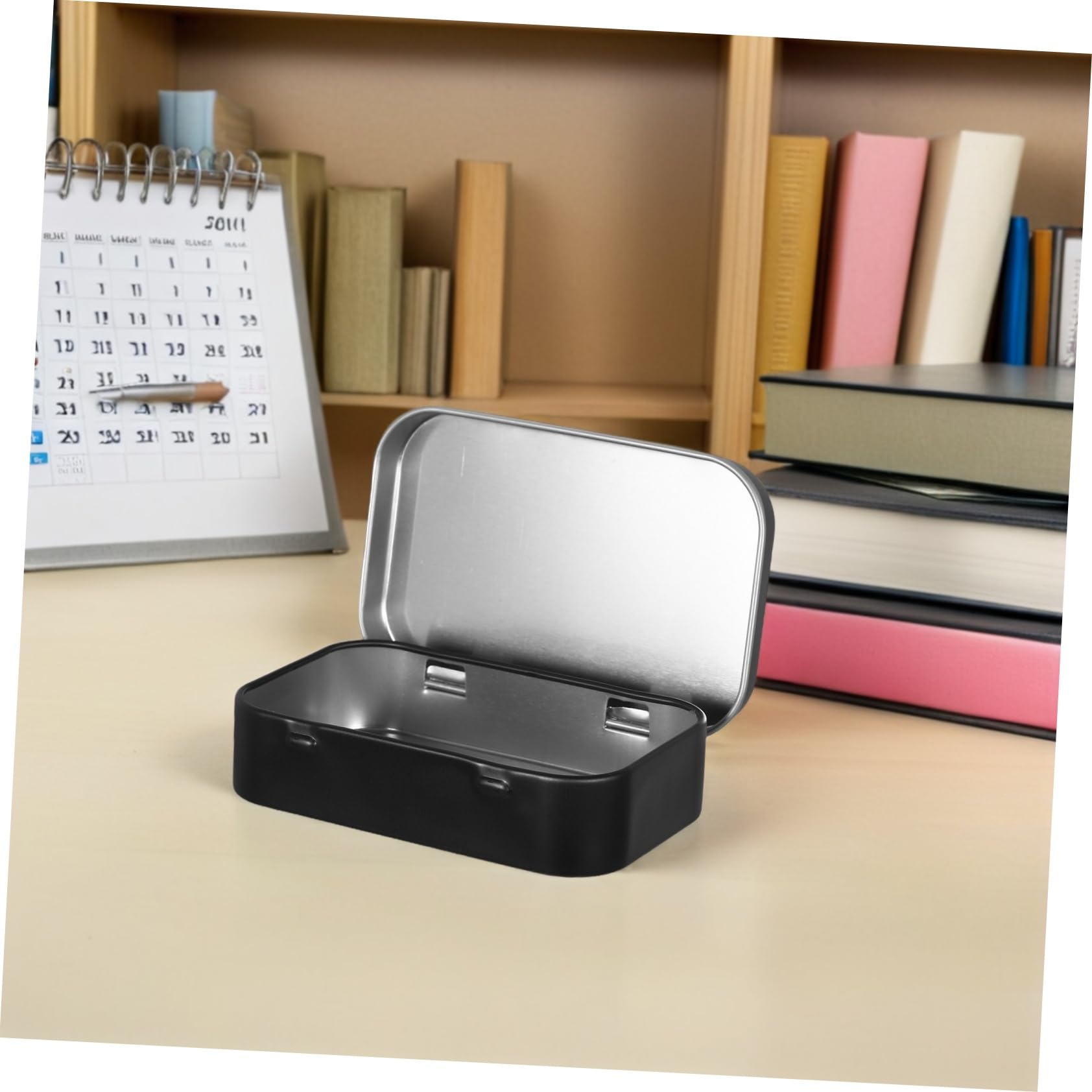ORFOFE 10pezzi Scatola Cerniera Per Carte Da Gioco Contenitore Metallo Quadrato Nero Organizer Per Carte Collezionabili Scatola Immagazzinaggio Decorativo Per Casa e Viaggio