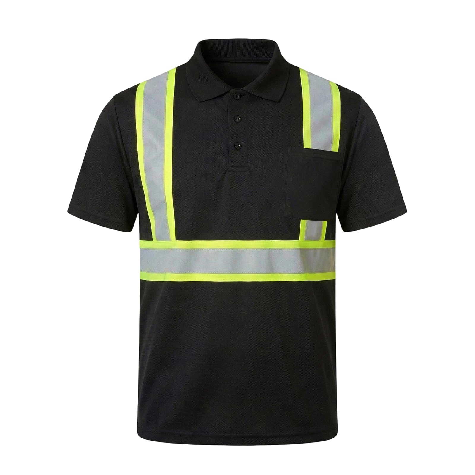 HYCOPROT Safety Shirt High Visibility Shirts Short Sleeve Reflective Breathable Work T Shirt Polo Shirts Class 2
