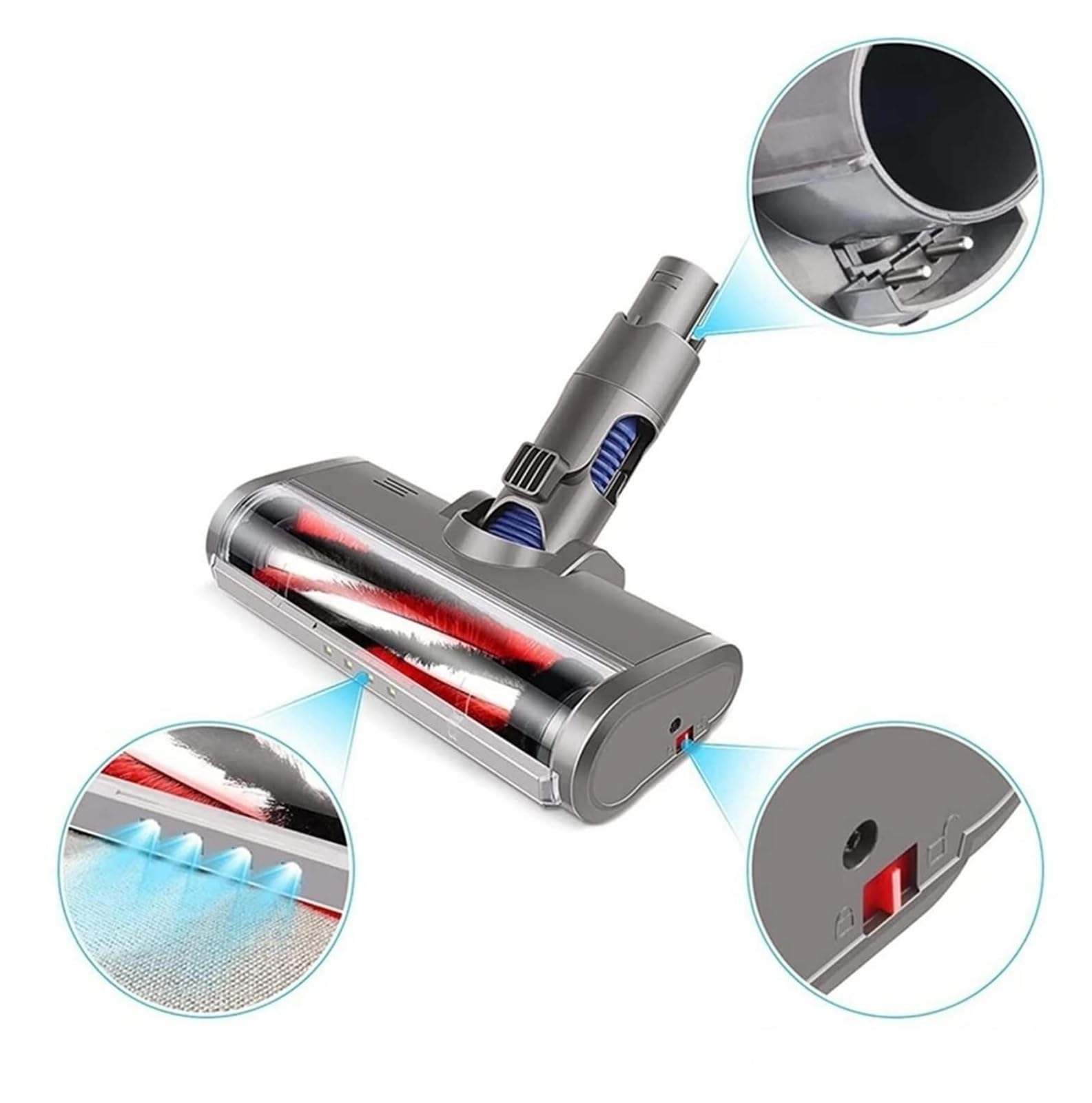 Compatible for Dyson, V6 DC44 DC58 DC59 DC61 DC62 Aspiradora Cabezal de cepillo de piso motorizado Cabezal de rodillo de barredora suave Reemplazo de cepillo de piso