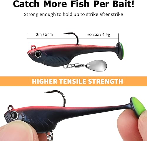 Miniatura 6 de TRUSCEND Easy Catch Pre-Rigged Soft Fishing Lures, Super Durable TPE Swimbaits for More Bite, Well-Made Premium Fishing Gifts for Bass Crappie Trout