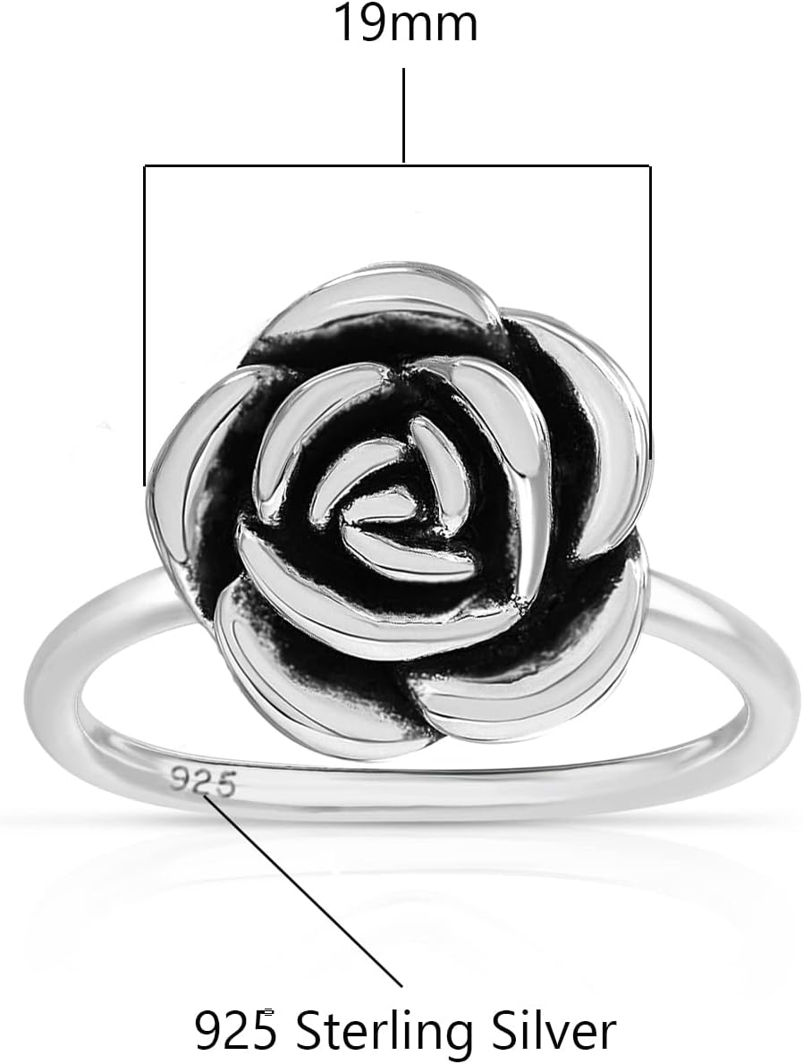 Savlano 925 Sterling Silver Hollow Rose Flower Ring Band for Women - Made in Italy Comes With a Gift Box - Image 3