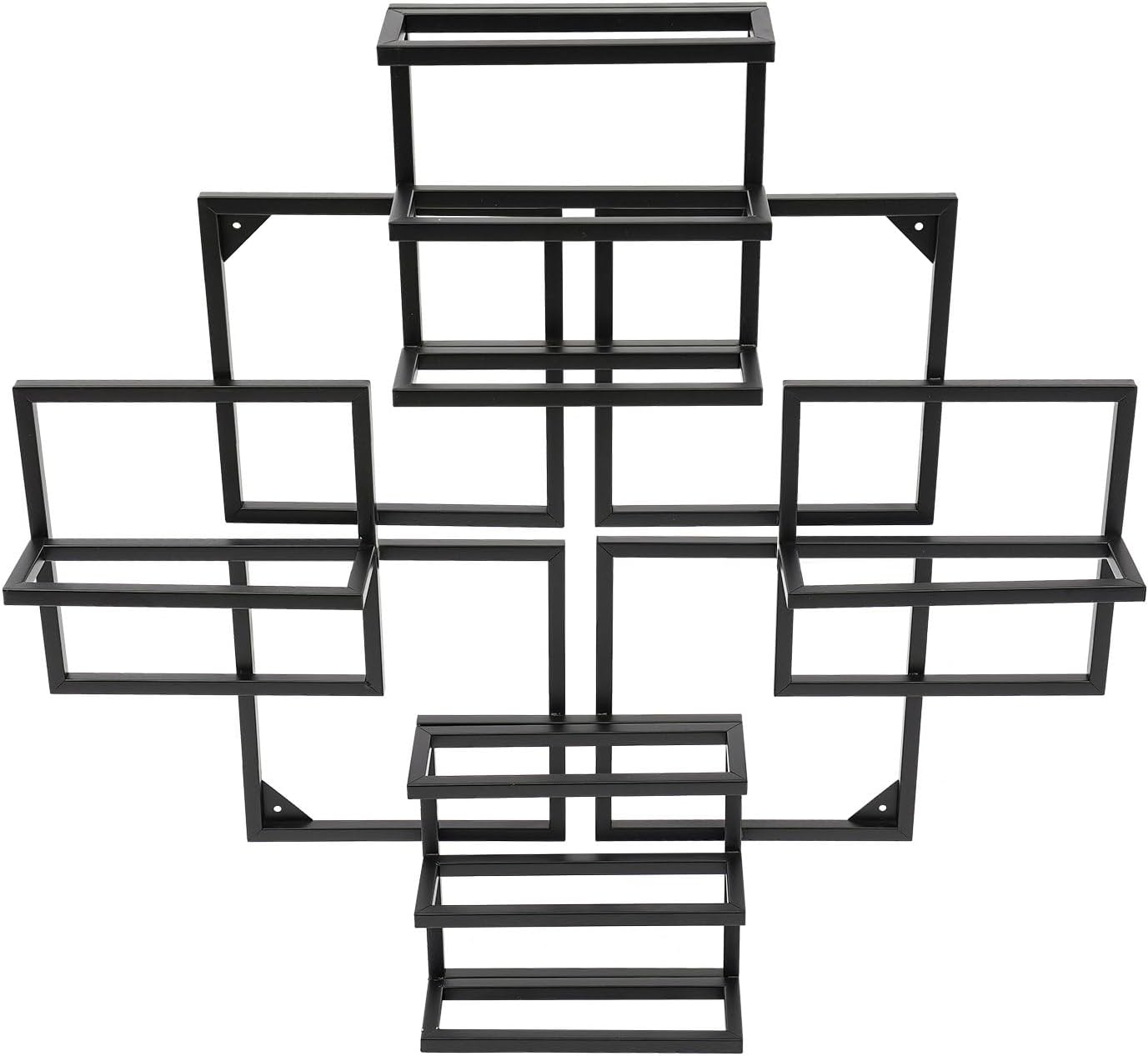 Wall Mounted Wine Rack, Geometric Hanging Wine Storage Holder, Modern Metal Wine Bottle Holder for Home Bar, 8 Bottle Wine Kitchen Storage for Wine Collection Display, 32Inch(Black