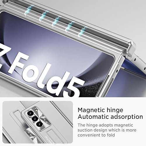 Miniatura 5 de Miimall Funda delgada para Samsung Galaxy Z Fold 5 con protección de bisagra, protector de pantalla y soporte, funda rígida ultra fina y ligera para