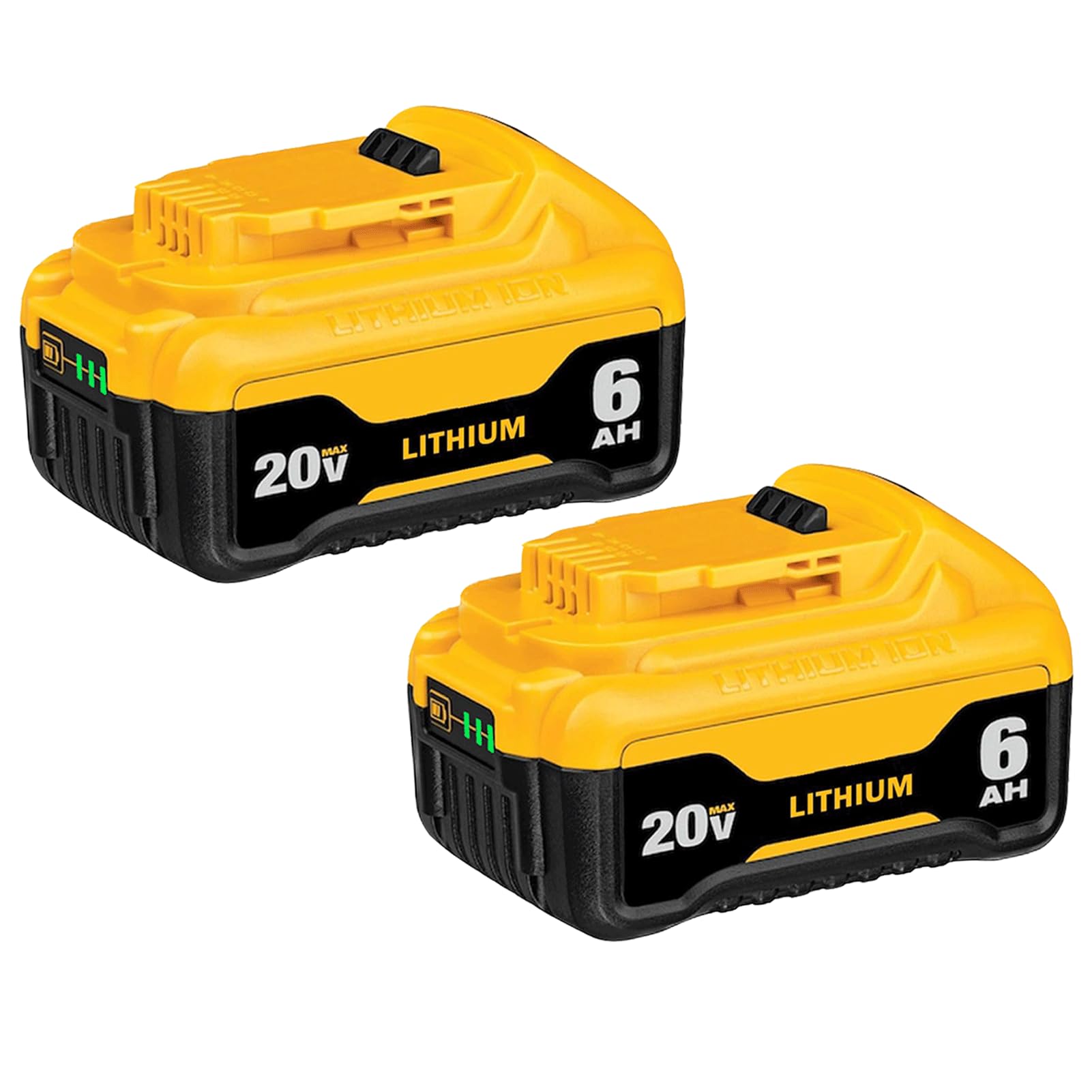 DCB206 6.0Ah Replacement for DeWalt 20V Max Battery Lithium ion DCB201 DCB203 DCB200 DCB181 DCB180 DCD/DCF/DCG/DCS Series,2PACK
