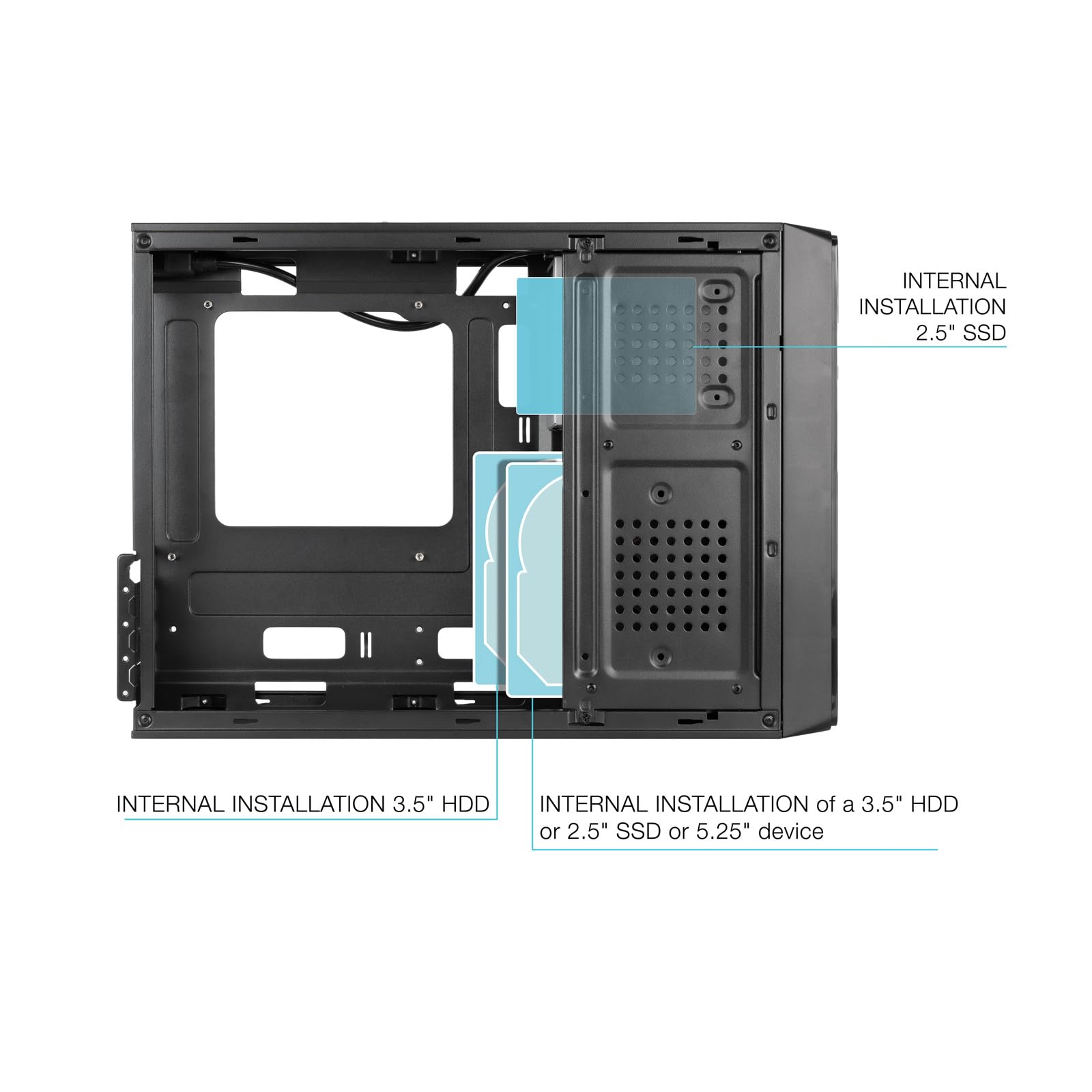 TOOQ TQC-3008U3C - Caja Slim Micro-ATX/Mini-ITX, Lector de Tarjetas SD/TF, Incluye Fuente de Alimentación Micro-ATX/SFX 500W, Color Negro